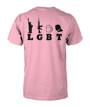 Load image into Gallery viewer, Black Rifle / LGBT- Liberty, Guns, Beer, Trump (Image On Back)
