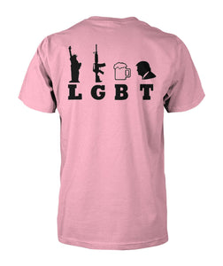 Black Rifle / LGBT- Liberty, Guns, Beer, Trump (Image On Back)