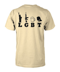 Black Rifle / LGBT- Liberty, Guns, Beer, Trump (Image On Back)