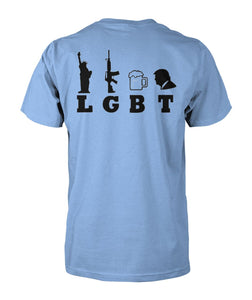Black Rifle / LGBT- Liberty, Guns, Beer, Trump (Image On Back)