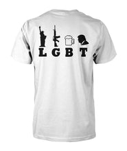 Load image into Gallery viewer, Black Rifle / LGBT- Liberty, Guns, Beer, Trump (Image On Back)
