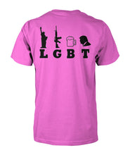 Load image into Gallery viewer, Black Rifle / LGBT- Liberty, Guns, Beer, Trump (Image On Back)
