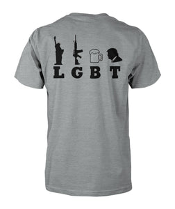 Black Rifle / LGBT- Liberty, Guns, Beer, Trump (Image On Back)