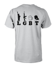 Load image into Gallery viewer, Black Rifle / LGBT- Liberty, Guns, Beer, Trump (Image On Back)
