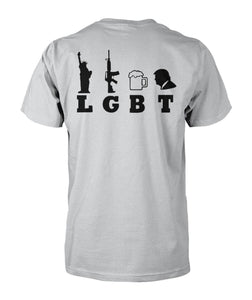 Black Rifle / LGBT- Liberty, Guns, Beer, Trump (Image On Back)